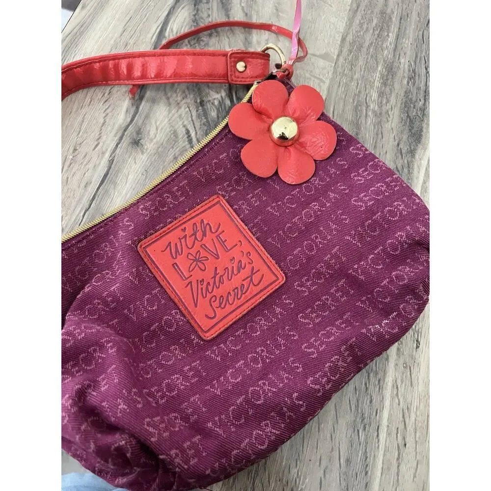 Victorias Secret Y2K Flower Logo Monogram Canvas Shoulder Bag Purse vintage - Picture 7 of 9